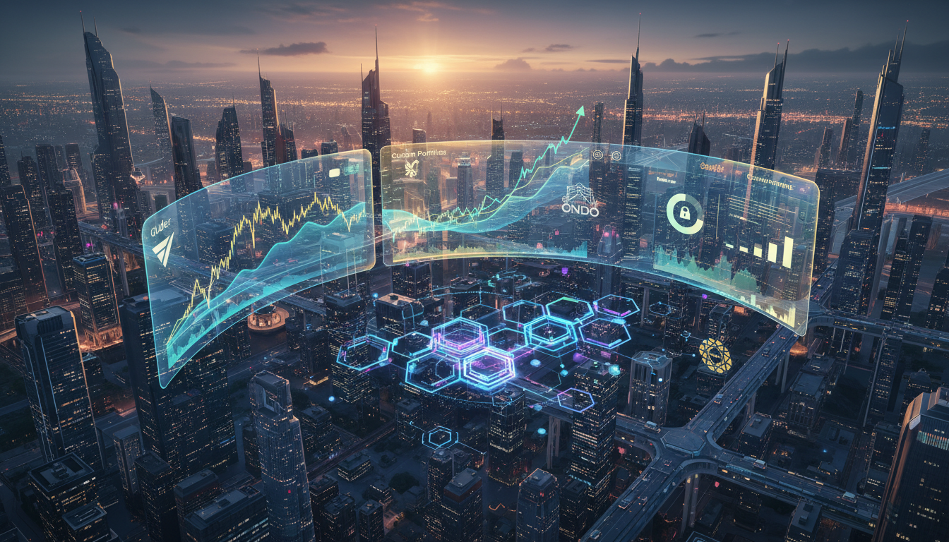 ภาพแสดงแพลตฟอร์ม Glider และ Ondo สำหรับพอร์ตหุ้นโทเค็นบนบล็อกเชน