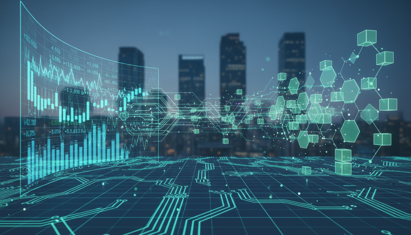 ภาพแสดงการผสานรวมบล็อกเชนกับตลาดหลักทรัพย์ การซื้อขายหลักทรัพย์โทเค็น