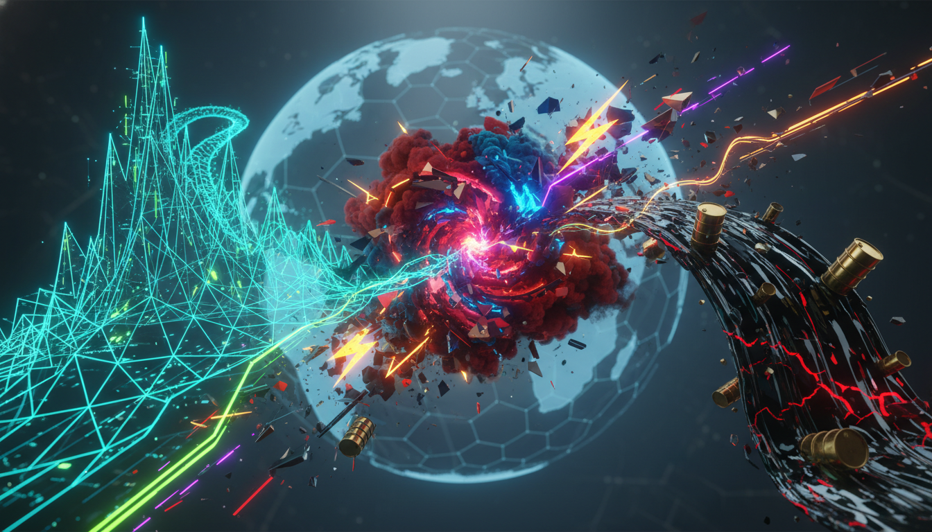 กราฟราคา Bitcoin และน้ำมันที่ผันผวนจากข่าวหยุดยิงอิหร่าน