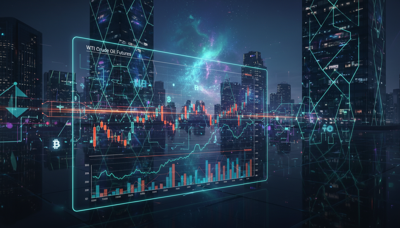 Wintermute เทรดน้ำมันดิบ WTI ผ่าน CFD บนแพลตฟอร์มคริปโต ภาพแสดงกราฟราคาน้ำมันและองค์ประกอบคริปโต