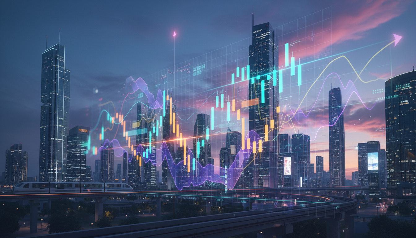 กราฟราคา Bitcoin แสดงความผันผวนพร้อมสัญลักษณ์ออปชั่นทางการเงิน