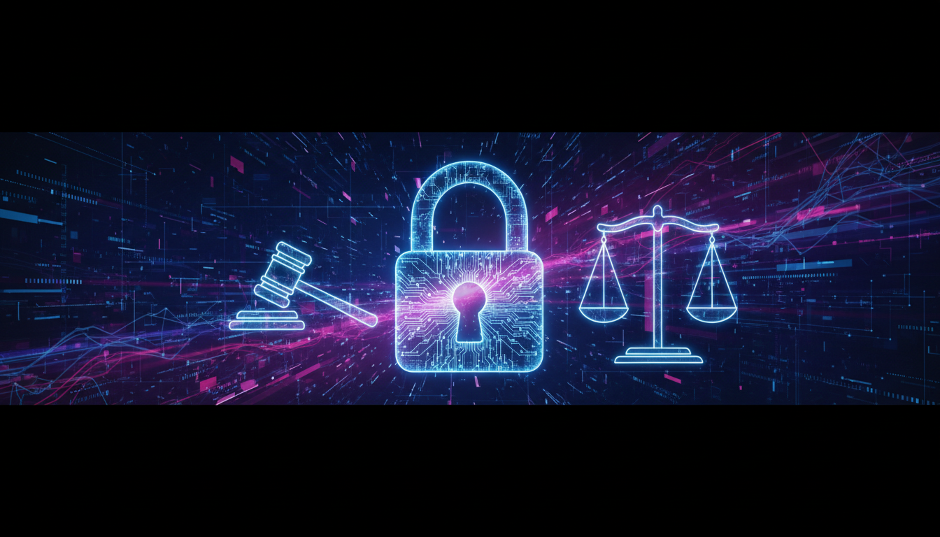 ภาพกุญแจดิจิทัลและเครื่องชั่งความยุติธรรม สื่อถึง Zero-Knowledge Finance และกฎหมายคริปโต