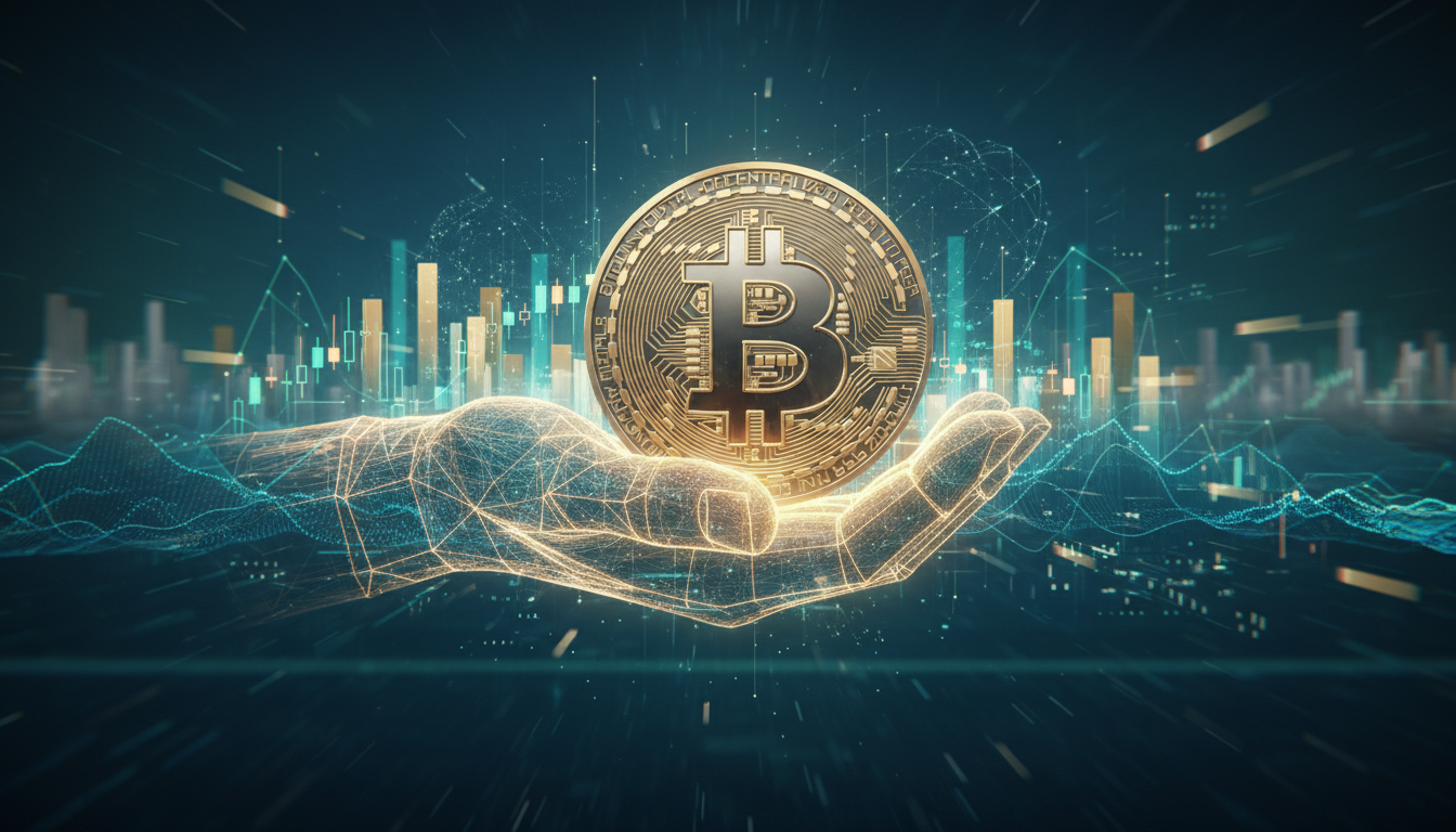 ภาพประกอบ Bitcoin และกราฟการเงินที่สะท้อนถึงการถือครอง Bitcoin ของบริษัท โดยมี MicroStrategy เป็นผู้เล่นหลัก