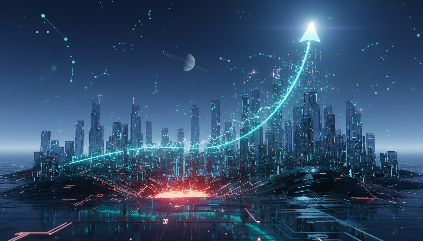 ภาพประกอบหุ้นฟินเทคที่กำลังพลิกฟื้น แสดงถึงการเติบโตและนวัตกรรมทางการเงิน