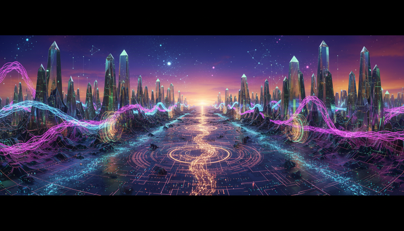 ภาพแสดงการผสานรวมกันของเทคโนโลยี AI และบล็อกเชน สะท้อนถึงอนาคตคริปโตที่สดใส