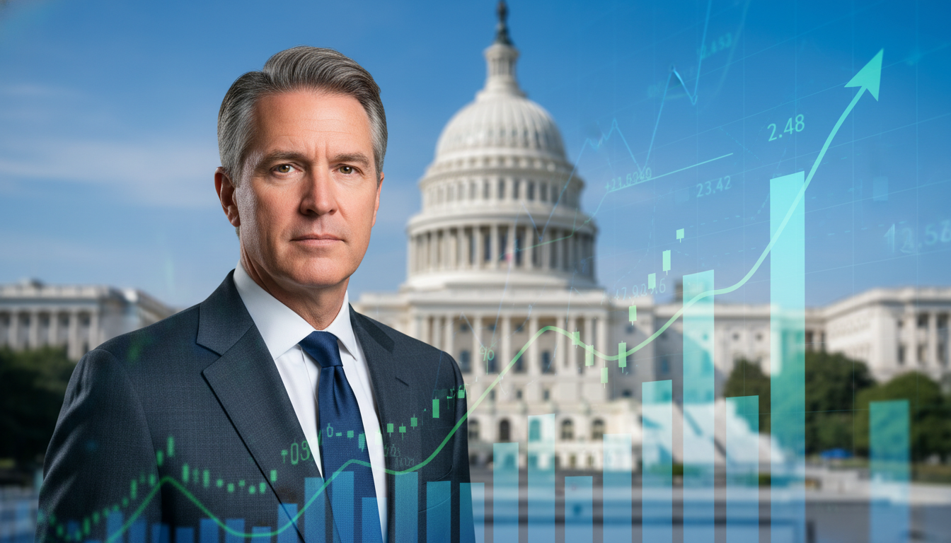 เควิน วอร์ช ผู้ถูกเสนอชื่อประธานเฟด กับฉากหลังอาคารรัฐสภาสหรัฐฯ