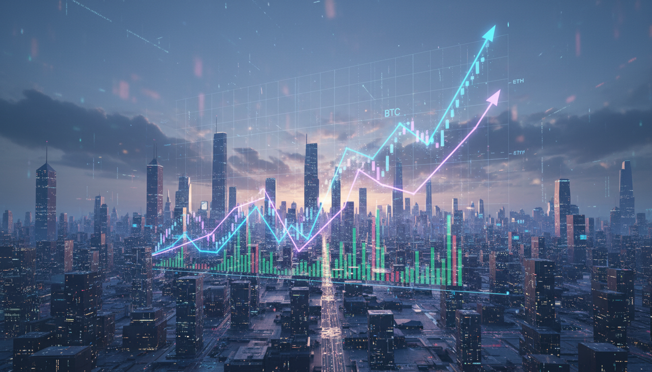 กราฟแนวโน้มราคา Bitcoin และ Ether ที่แสดงแรงส่งขาขึ้นที่ลดลง พร้อมสัญญาณเตือนจากตลาดคริปโต