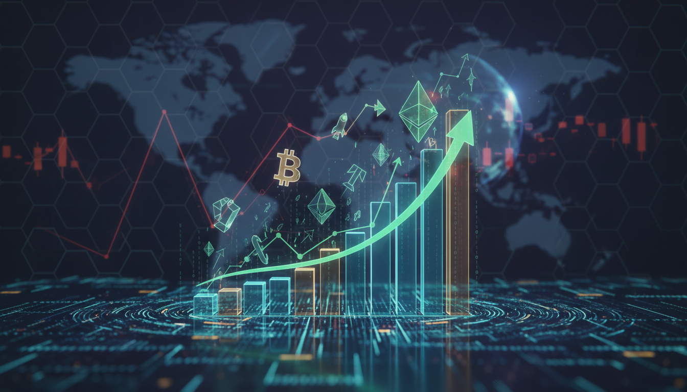 กราฟราคาคริปโตเคอร์เรนซีพุ่งขึ้น แสดงถึงการฟื้นตัวของตลาด Altcoin และ Bitcoin ท่ามกลางปัจจัยเศรษฐกิจมหภาคและสภาพคล่อง
