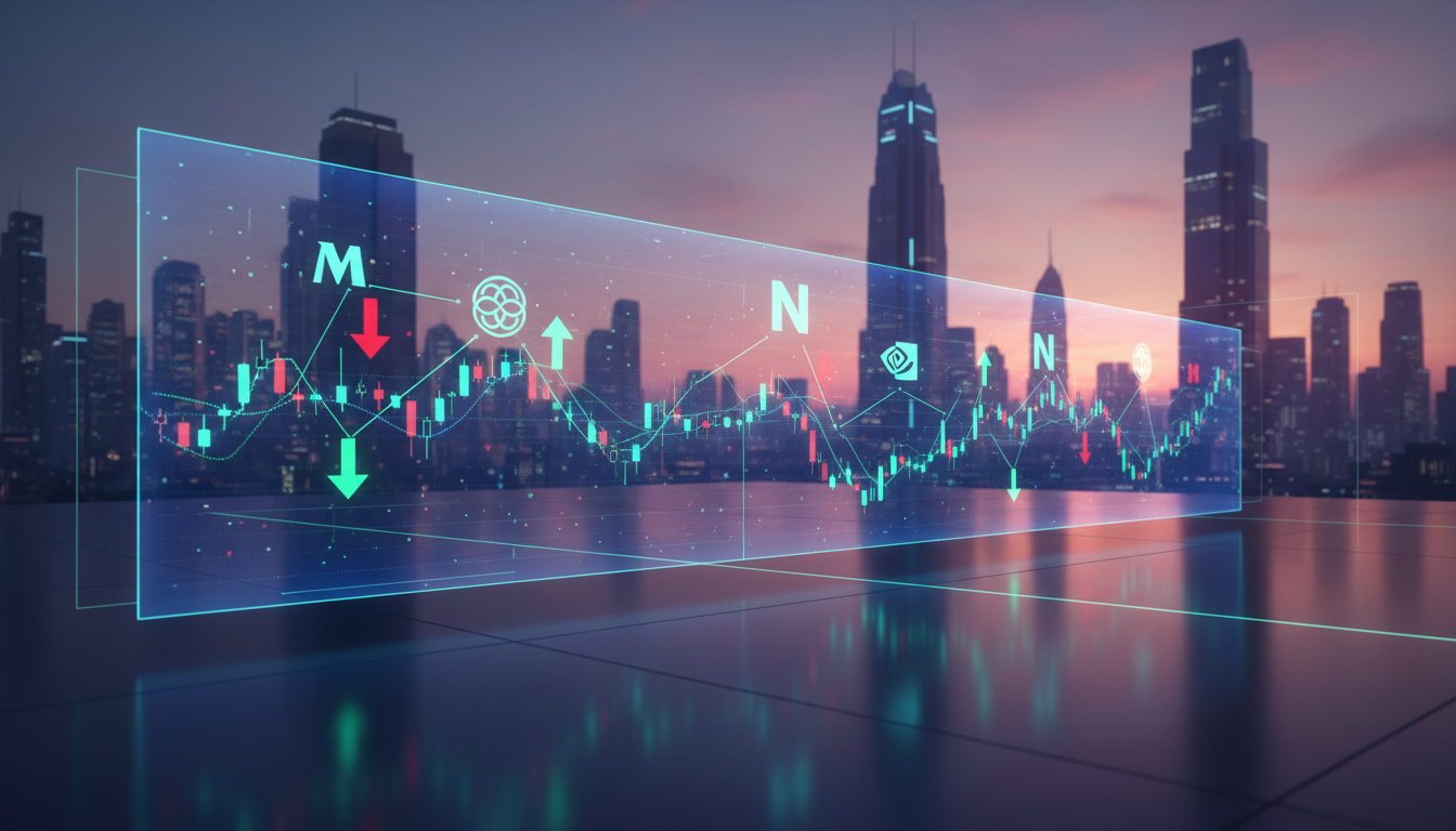 กราฟและโลโก้หุ้นเด่น premarket: McCormick, Diageo, Nvidia แสดงการเคลื่อนไหวของตลาดหุ้น