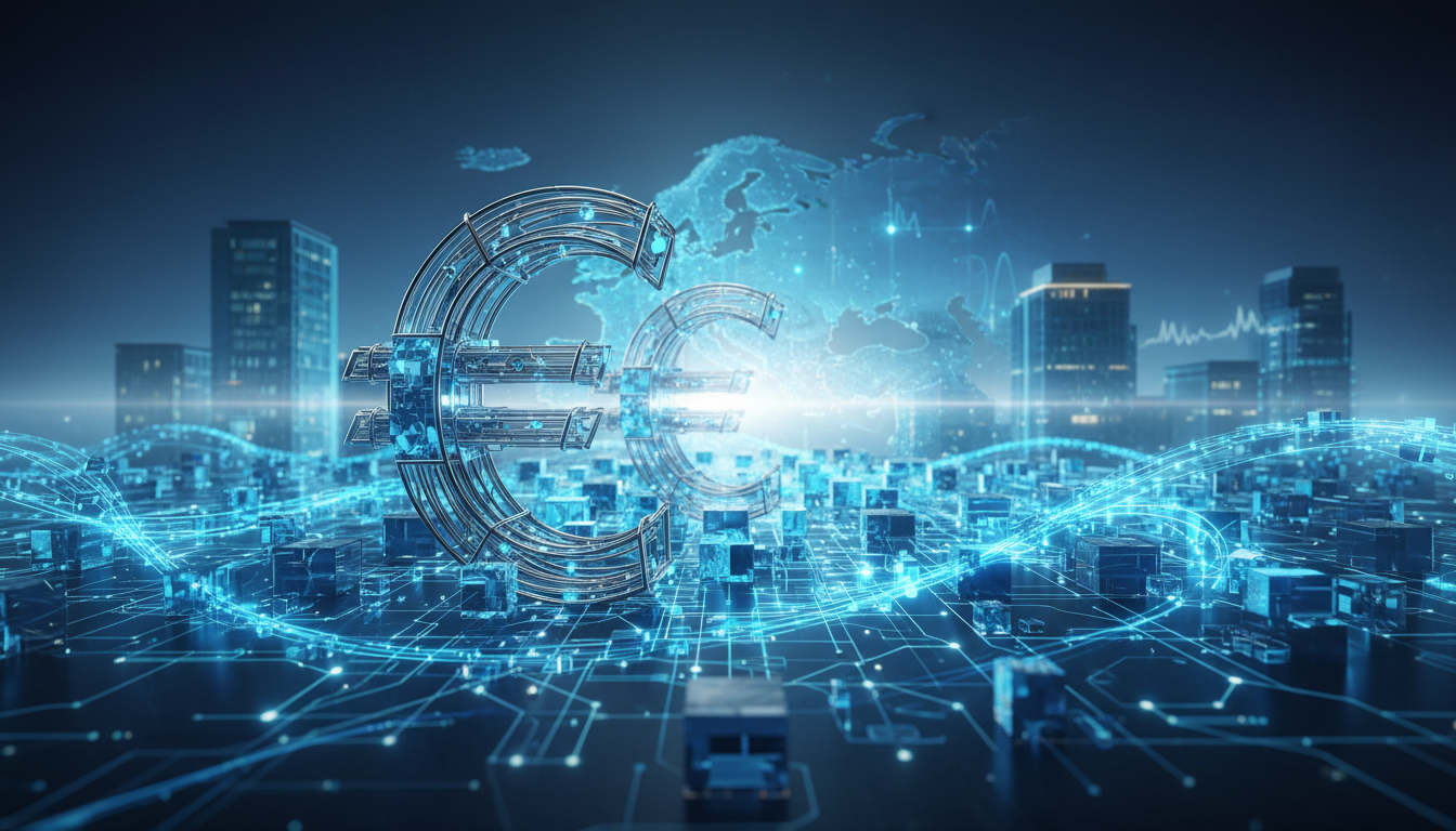 ภาพประกอบแสดง Euro Stablecoin และบล็อกเชน สะท้อนความร่วมมือของธนาคารยุโรปเพื่อสกัดดอลลาร์ดิจิทัล