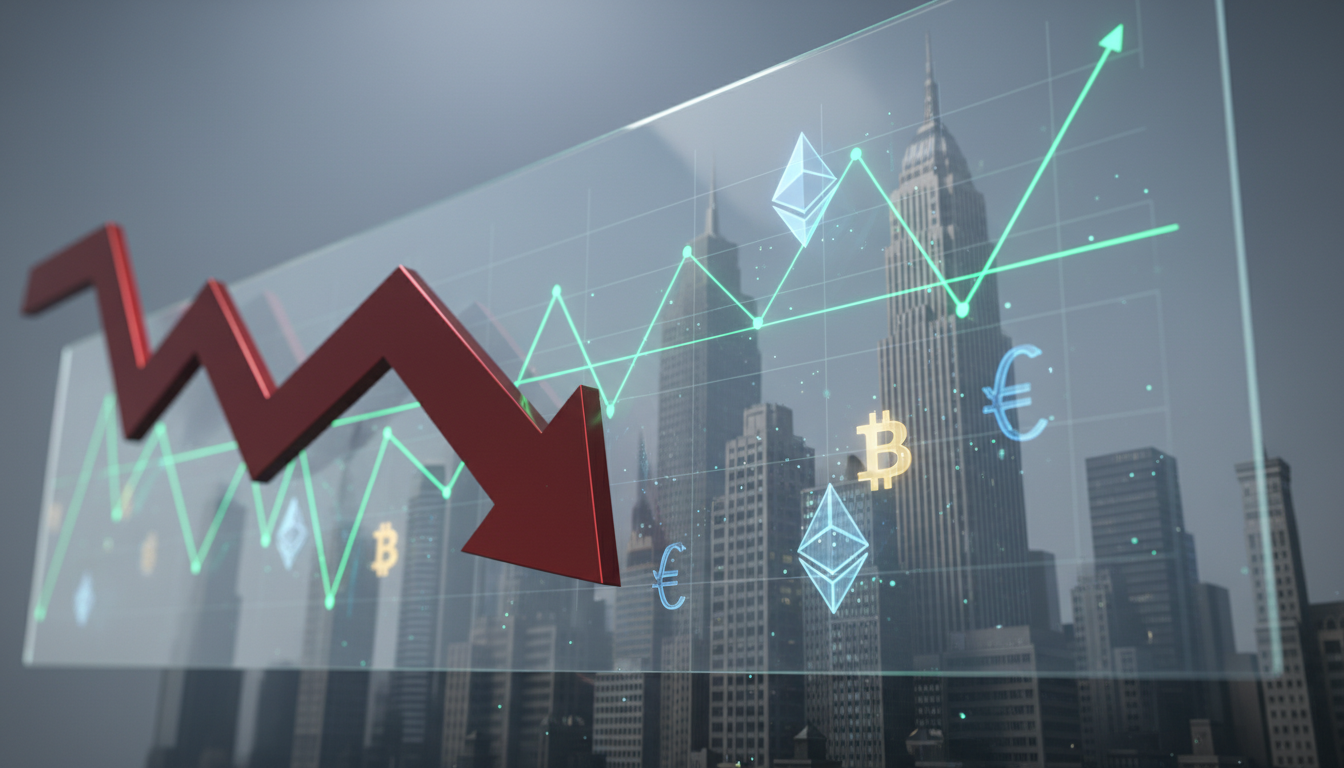 กราฟราคา Bitcoin แสดงการร่วงลงที่ลดลงพร้อมนักลงทุนวอลล์สตรีทกำลังจับตา