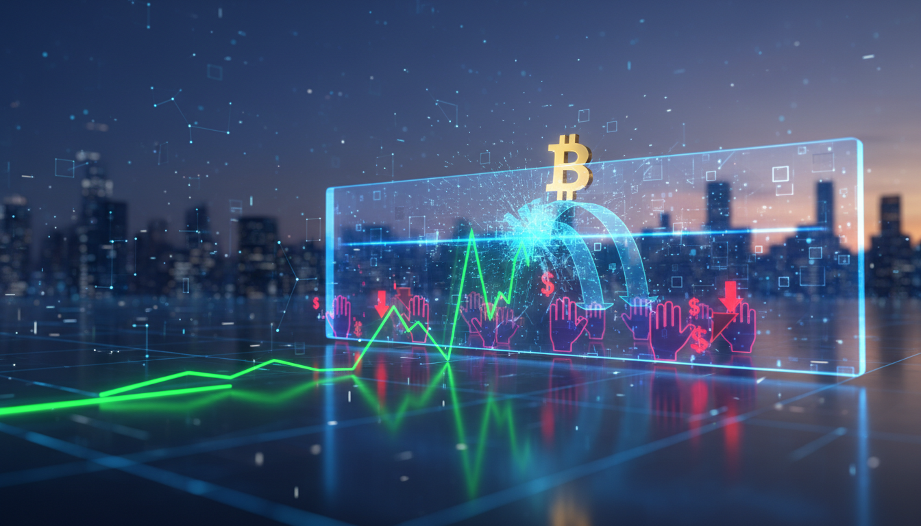 กราฟราคา Bitcoin ที่พยายามทะลุแนวต้าน 70,000 ดอลลาร์แต่ถูกแรงขายกดดัน