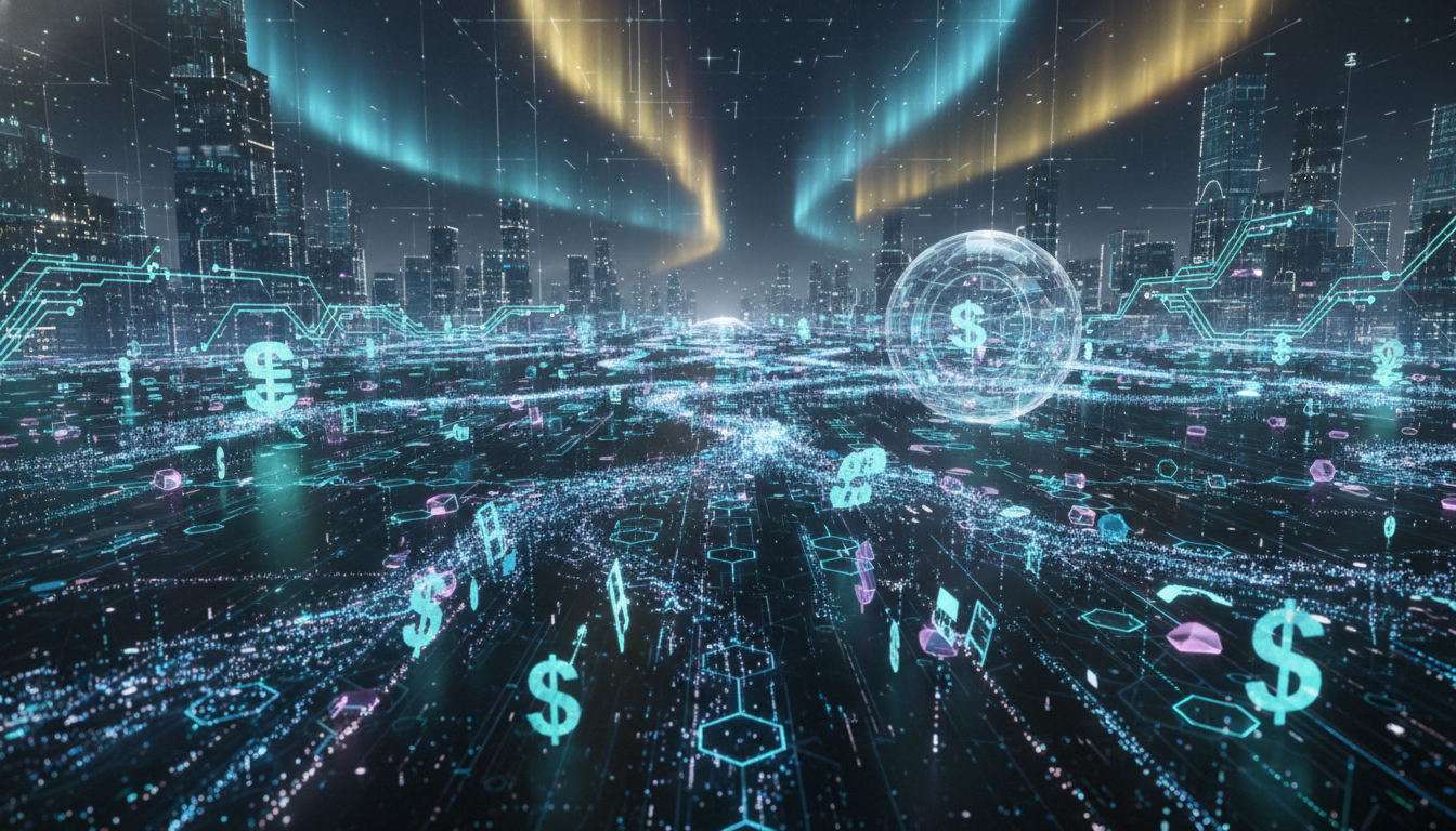 ภาพประกอบสภาพคล่องสินทรัพย์โทเค็นบนบล็อกเชนในโลกการเงินดิจิทัล