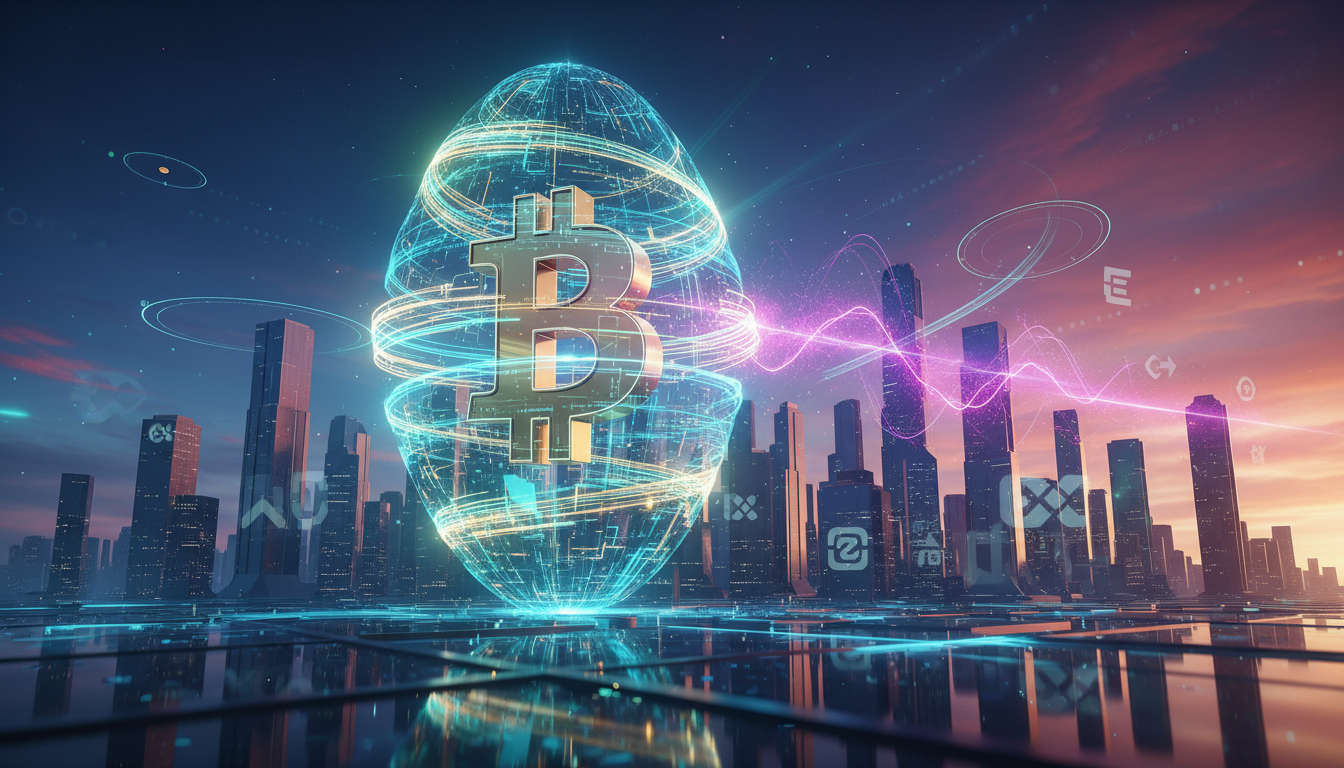 ภาพแนวคิดของ cirBTC Wrapped Bitcoin จาก Circle แสดงการรวม Bitcoin เข้ากับโลกการเงินดิจิทัลสำหรับนักลงทุนสถาบัน