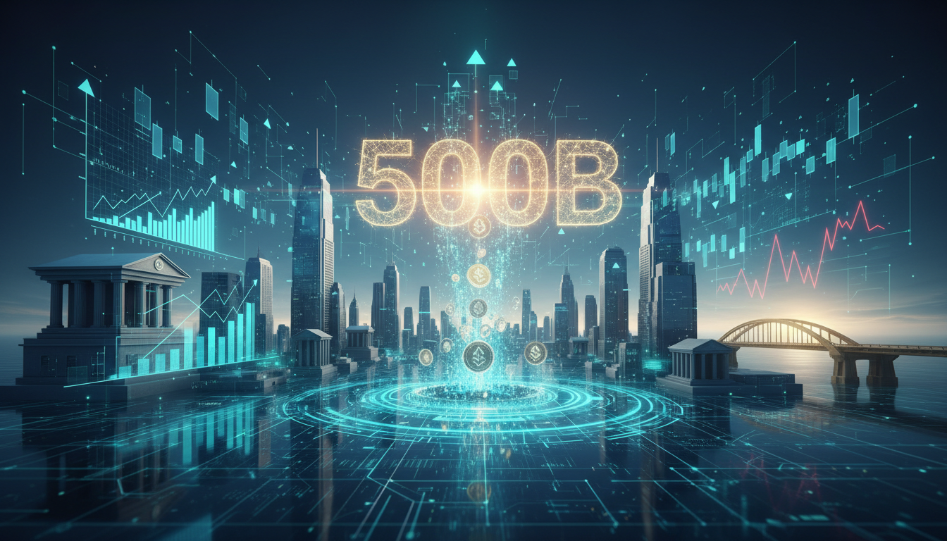 ภาพประกอบแนวคิดการระดมทุนของ Tether ที่มูลค่า 5 แสนล้านดอลลาร์ แสดงถึงการเปรียบเทียบกับธนาคารยักษ์ใหญ่