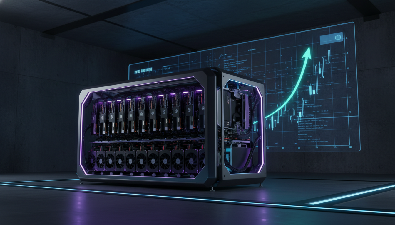 ภาพแท่นขุด Bitcoin แสดงถึงแรงขายที่ใกล้หมด และกราฟชี้สัญญาณกลับตัวของตลาด