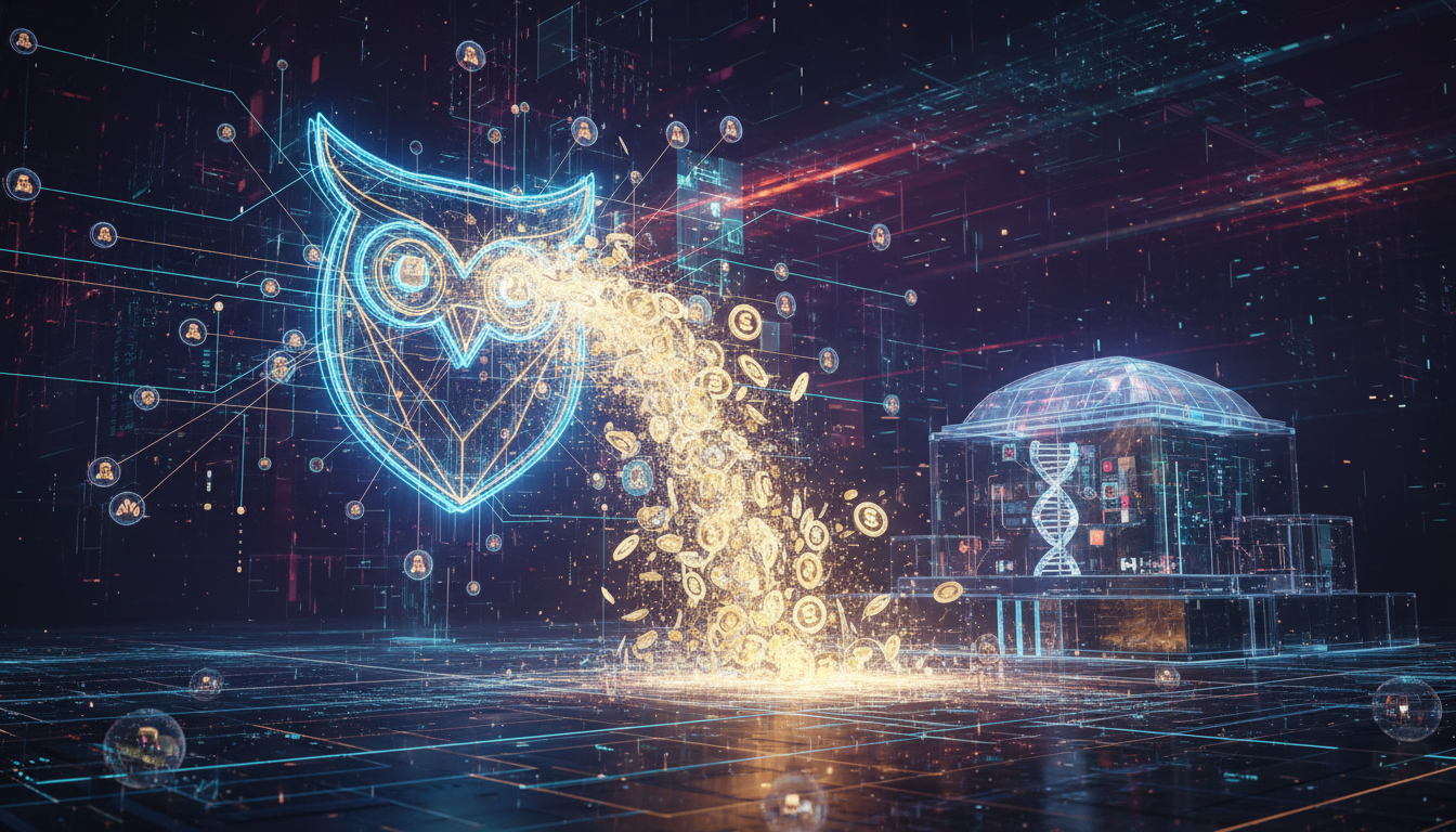 โลโก้ Aave DAO พร้อมเงินทุน 25 ล้านดอลลาร์สหรัฐฯ ไหลสู่ Aave Labs แสดงถึงการพัฒนา DeFi