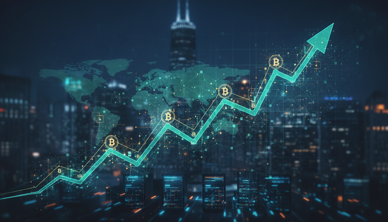 กราฟหุ้น STRC ของ MicroStrategy ที่มีปริมาณการซื้อขายสูง พร้อมภาพ Bitcoin สื่อถึงการลงทุนในสินทรัพย์ดิจิทัล
