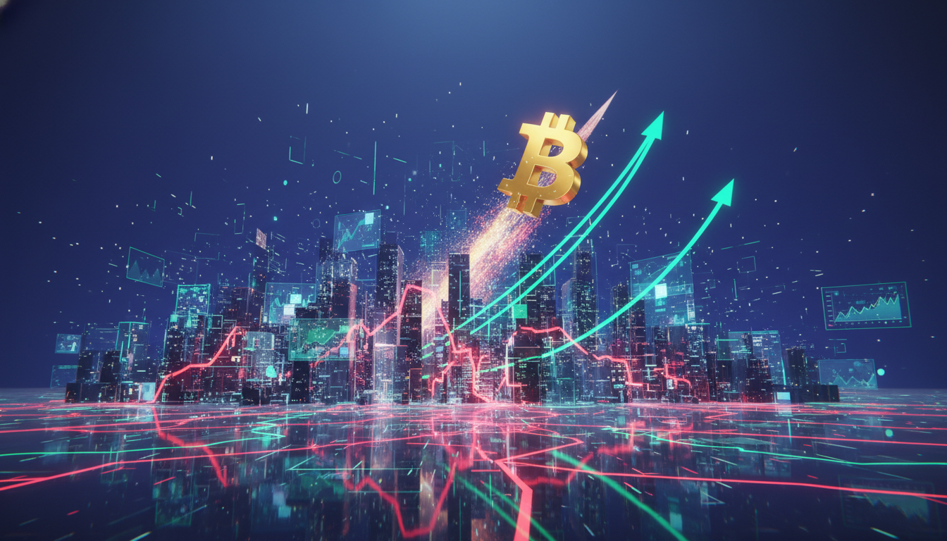 กราฟราคา Bitcoin พุ่งสูงพร้อมตัวเลขการชำระบัญชีในตลาดคริปโต