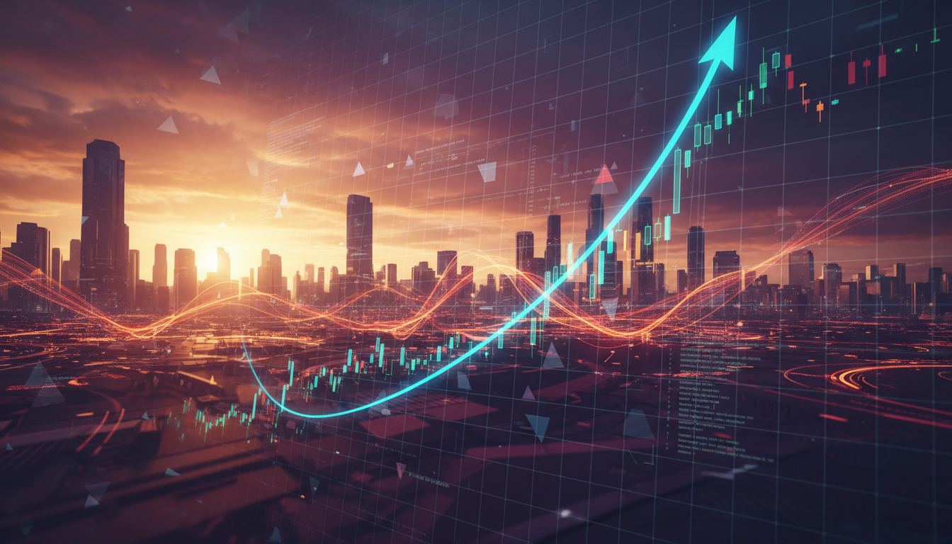 กราฟตลาดหุ้นแสดงการฟื้นตัวของหุ้นซอฟต์แวร์และเทคโนโลยี