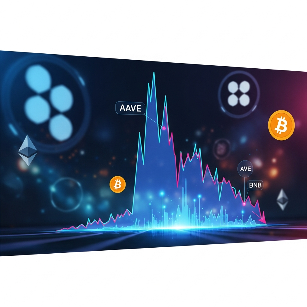 กราฟราคา AAVE ดิ่งลงอย่างรุนแรง พร้อมกับ Bitcoin และ BNB ที่ปรับลดลงในตลาดคริปโต