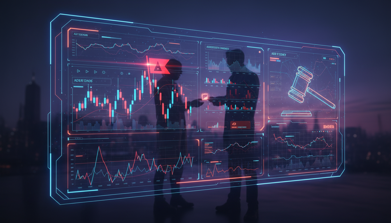 หน้าจอแพลตฟอร์มตลาดคาดการณ์ Kalshi แสดงสัญญาณการซื้อขายข้อมูลวงใน พร้อมสัญลักษณ์กฎหมาย