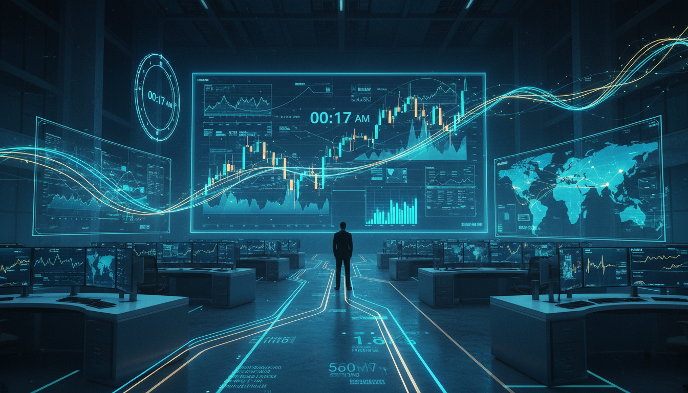 กราฟหุ้นและข้อมูลดิจิทัลแสดงการเคลื่อนไหวของหุ้นหลังตลาดปิด เช่น Tesla, IBM, ServiceNow และ Southwest Airlines
