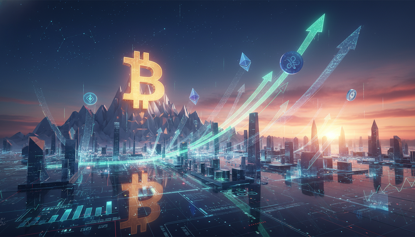 กราฟแสดง ราคา Altcoin พุ่งขึ้นพร้อมสัญลักษณ์ Bitcoin ที่แข็งแกร่ง