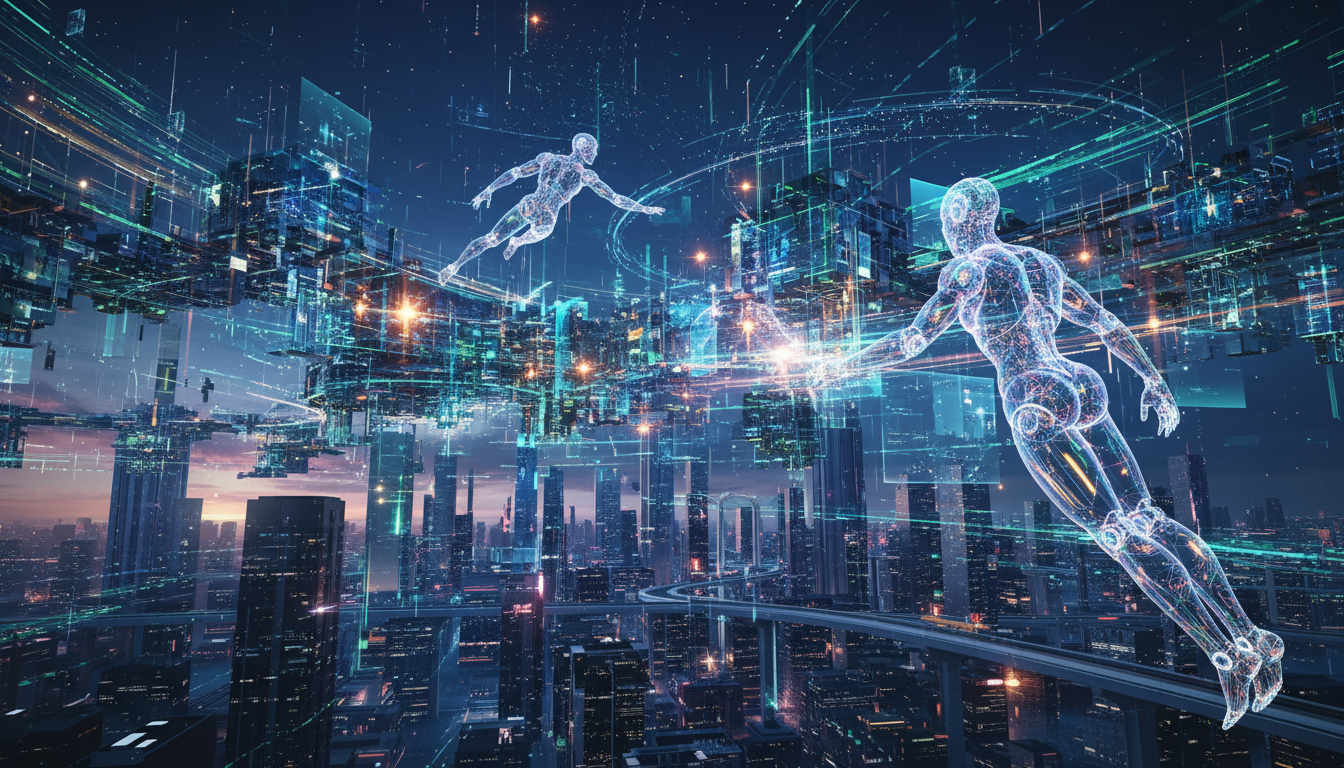 ภาพแสดง AI Agents คริปโต ทำธุรกรรมบนเครือข่ายบล็อกเชน สื่อถึงอนาคตการเงินดิจิทัลที่ขับเคลื่อนด้วย AI