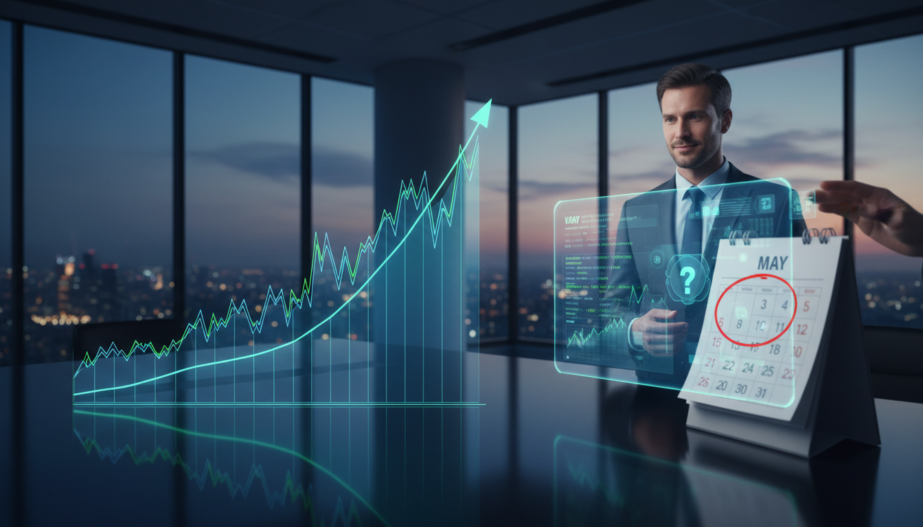 กราฟตลาดหุ้นขาขึ้นในเดือนพฤษภาคม แสดงถึงโอกาสที่นักลงทุนอาจพลาด หากใช้กลยุทธ์ 'ขายในเดือนพฤษภาคม' ปีนี้