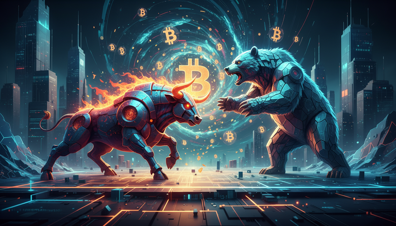 วัวกระทิงและหมีต่อสู้กันเหนือระดับราคา Bitcoin $77,000 แสดงถึงความผันผวนและการต่อสู้เพื่อเทรนด์ตลาด