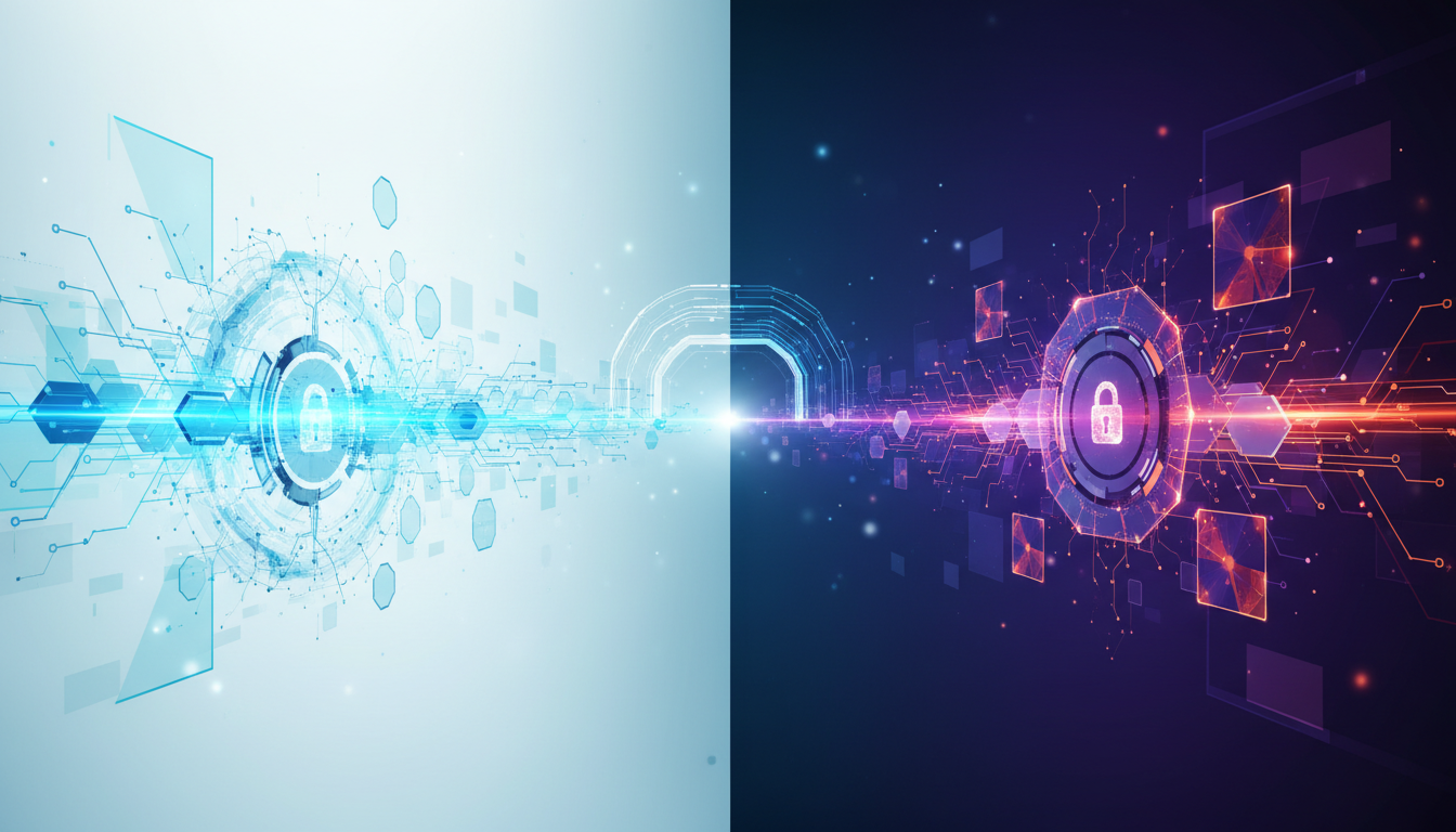 ภาพแสดงข้อมูลบล็อกเชนที่โปร่งใสและ AI Agents กำลังวิเคราะห์ข้อมูล พร้อมแนวคิดการปกป้องข้อมูลสำคัญทางธุรกิจ