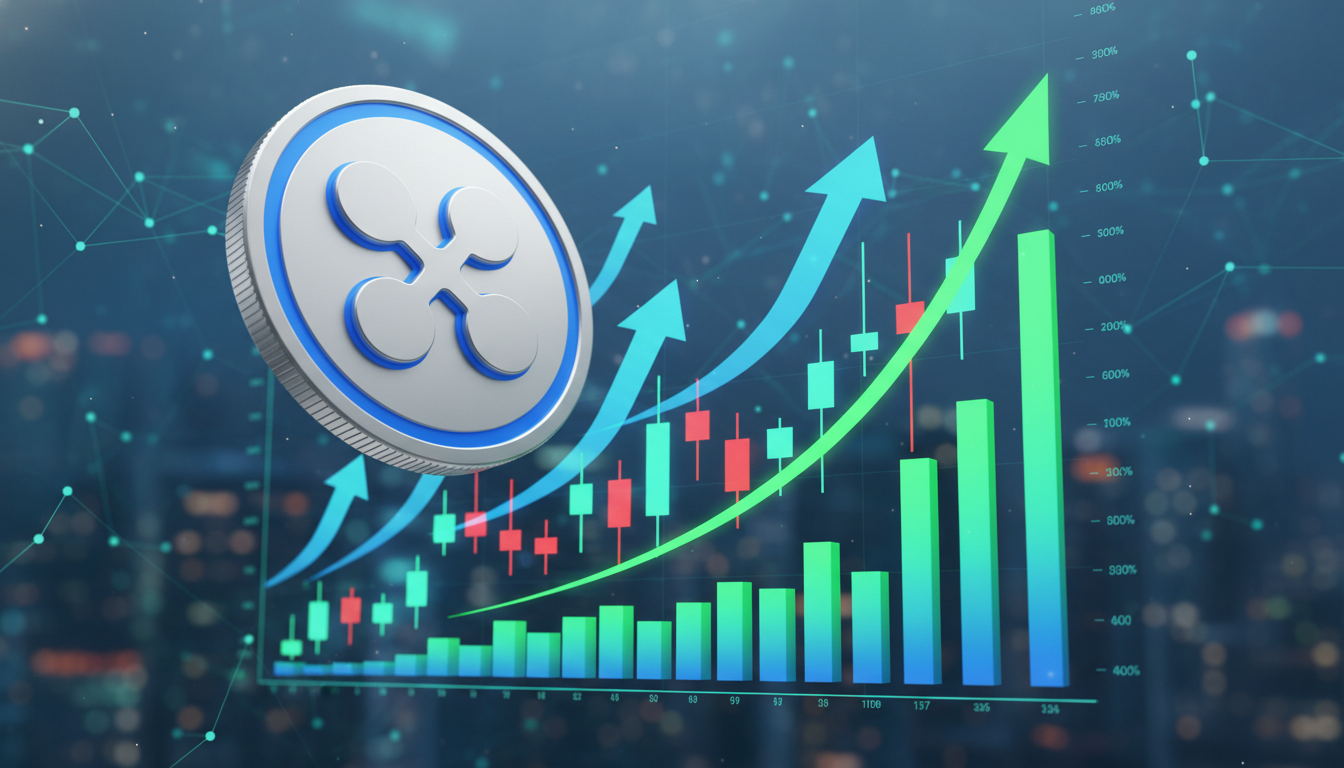 กราฟราคา XRP พุ่งทะลุ 1.40 ดอลลาร์ แสดงปริมาณการซื้อขายที่สูงขึ้น