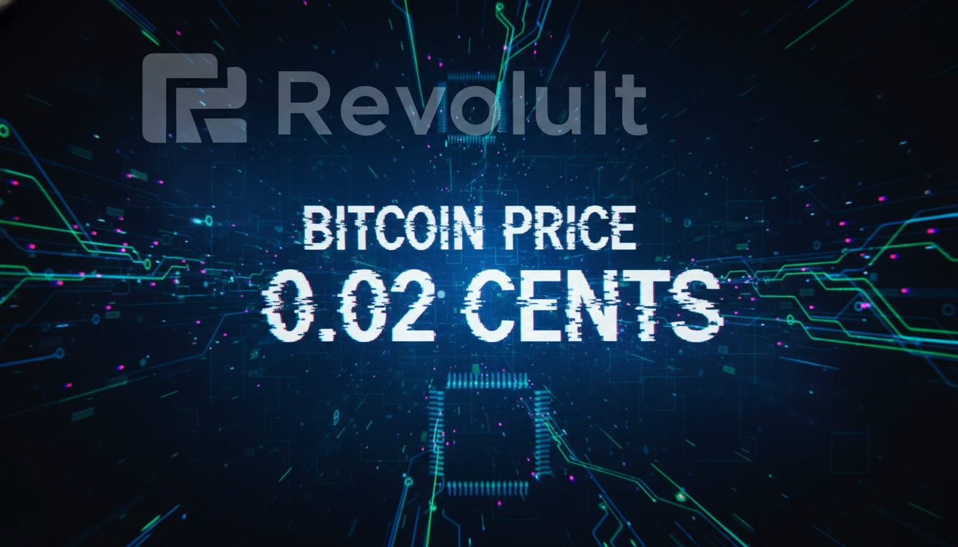 หน้าจอ Revolut แสดงราคา Bitcoin ผิดพลาด 2 เซนต์