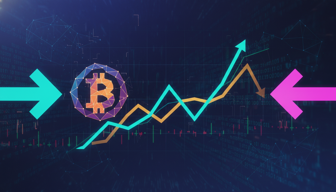กราฟแท่งแสดงการไหลเข้าและออกของเงินทุนใน Bitcoin ETF พร้อมสัญลักษณ์ Bitcoin และลูกศรบ่งบอกราคาที่ปรับตัวลง