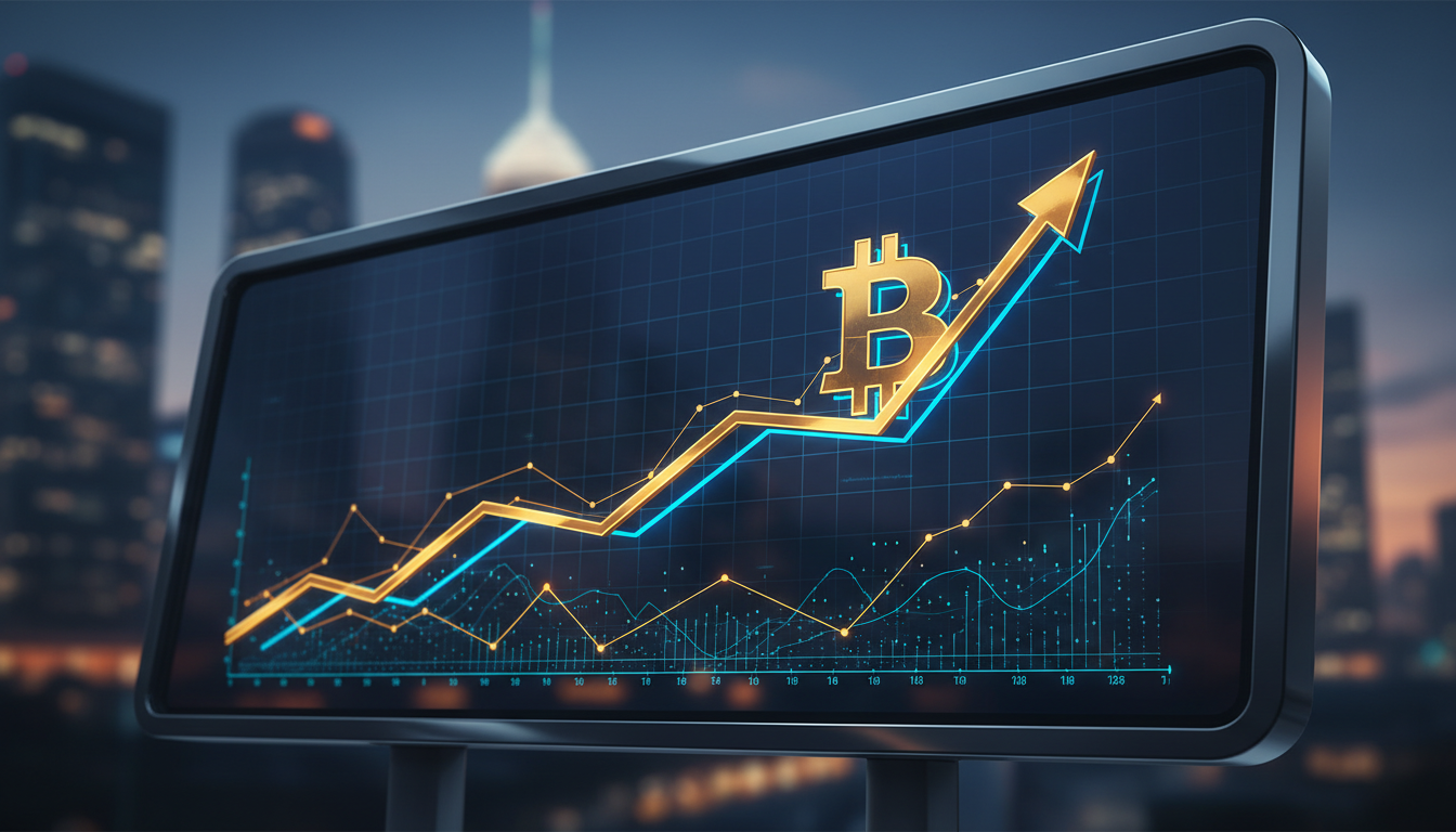 กราฟแสดงเงินทุนไหลเข้า Spot Bitcoin ETF และโลโก้ Bitcoin