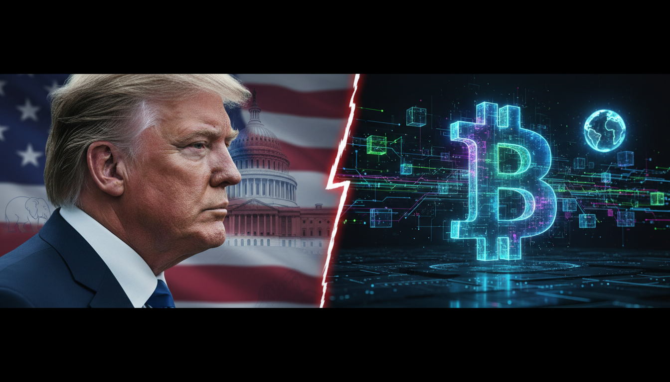 รูปภาพแสดงโดนัลด์ ทรัมป์กับการเป็นตัวแทนของ Bitcoin และโลกคริปโต