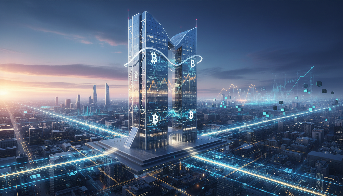อาคาร Morgan Stanley ผสมผสานสัญลักษณ์ Bitcoin สื่อถึง Morgan Stanley Bitcoin Trust (MSBT) และการยอมรับจากสถาบัน