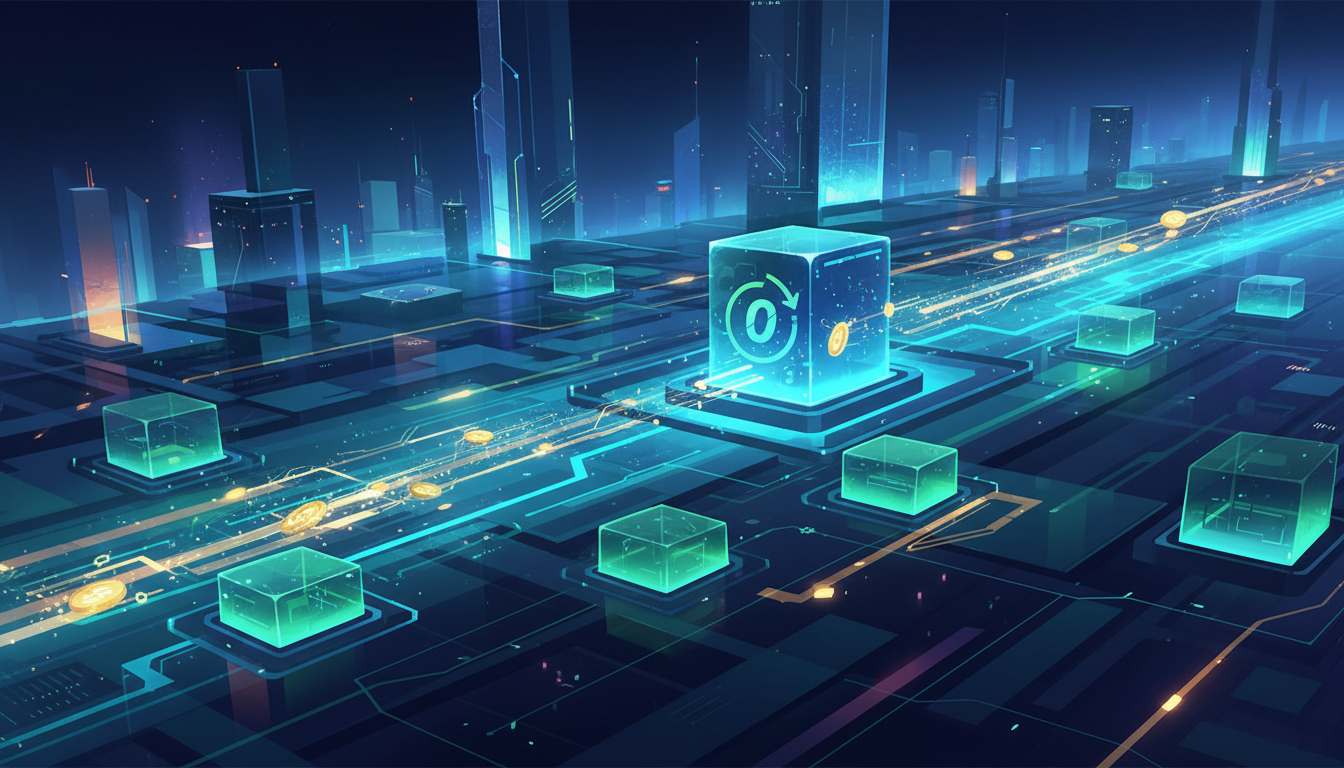 ภาพประกอบแสดงเครือข่าย Sui blockchain ที่มี stablecoin ไร้ค่าธรรมเนียมและธุรกรรมส่วนตัวกำลังทำงานอย่างรวดเร็วและปลอดภัย