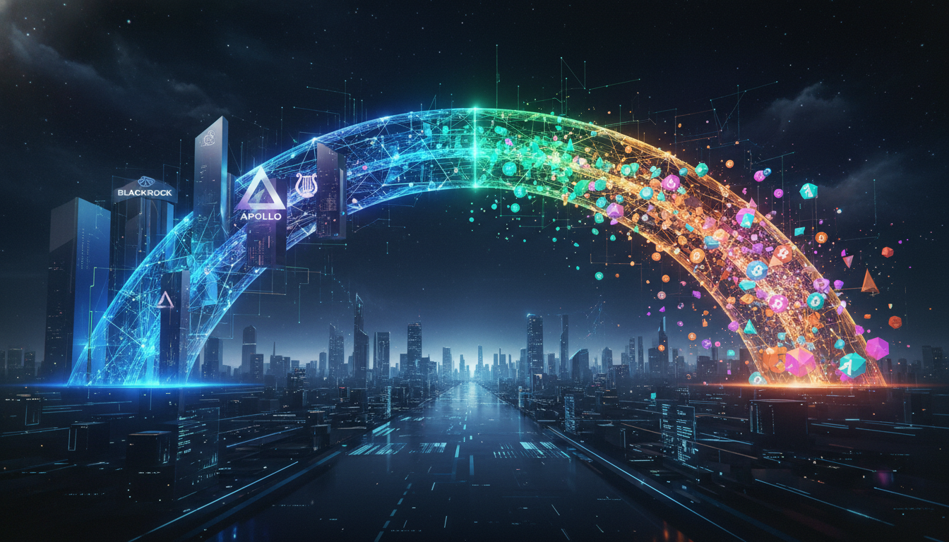 ภาพแสดง Arc Blockchain ของ Circle ที่ได้รับทุนจาก BlackRock และสถาบันการเงินอื่นๆ สื่อถึงการเชื่อมโยงการเงินแบบดั้งเดิมกับสินทรัพย์ดิจิทัล